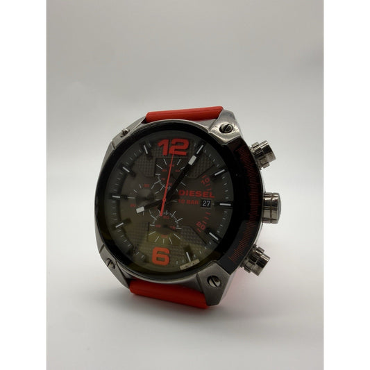 Diesel DZ4481 49mm Dark Gray Stainless Steel Case with Red Silicone Strap Men's