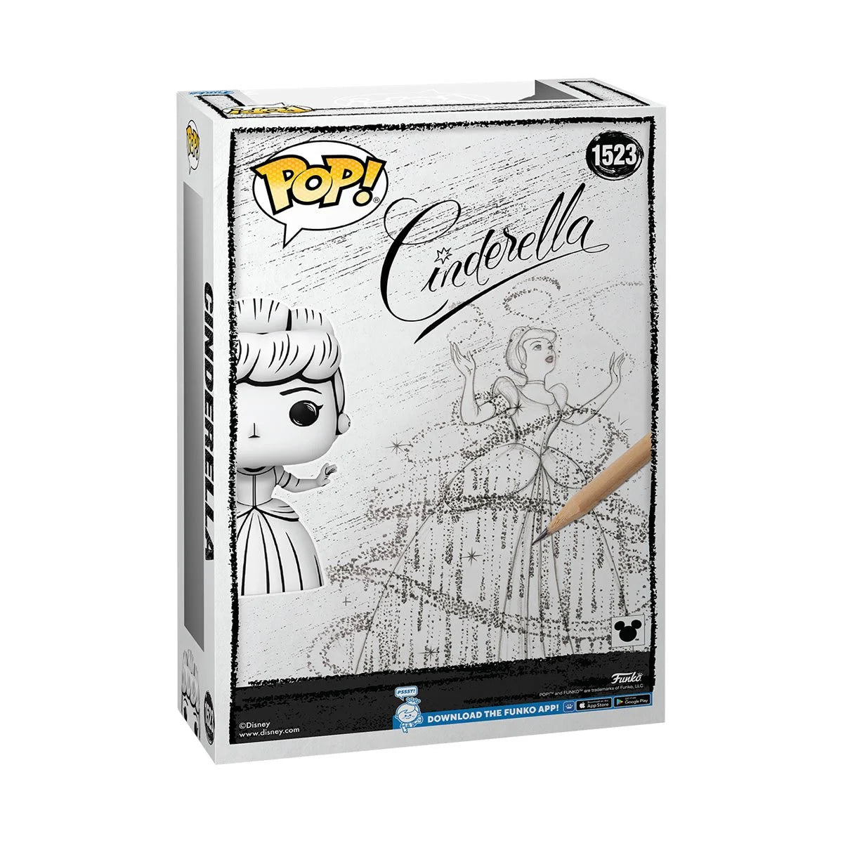 Disney Sketched Cinderella Funko Pop! Cover Art Figure #1523 with Case