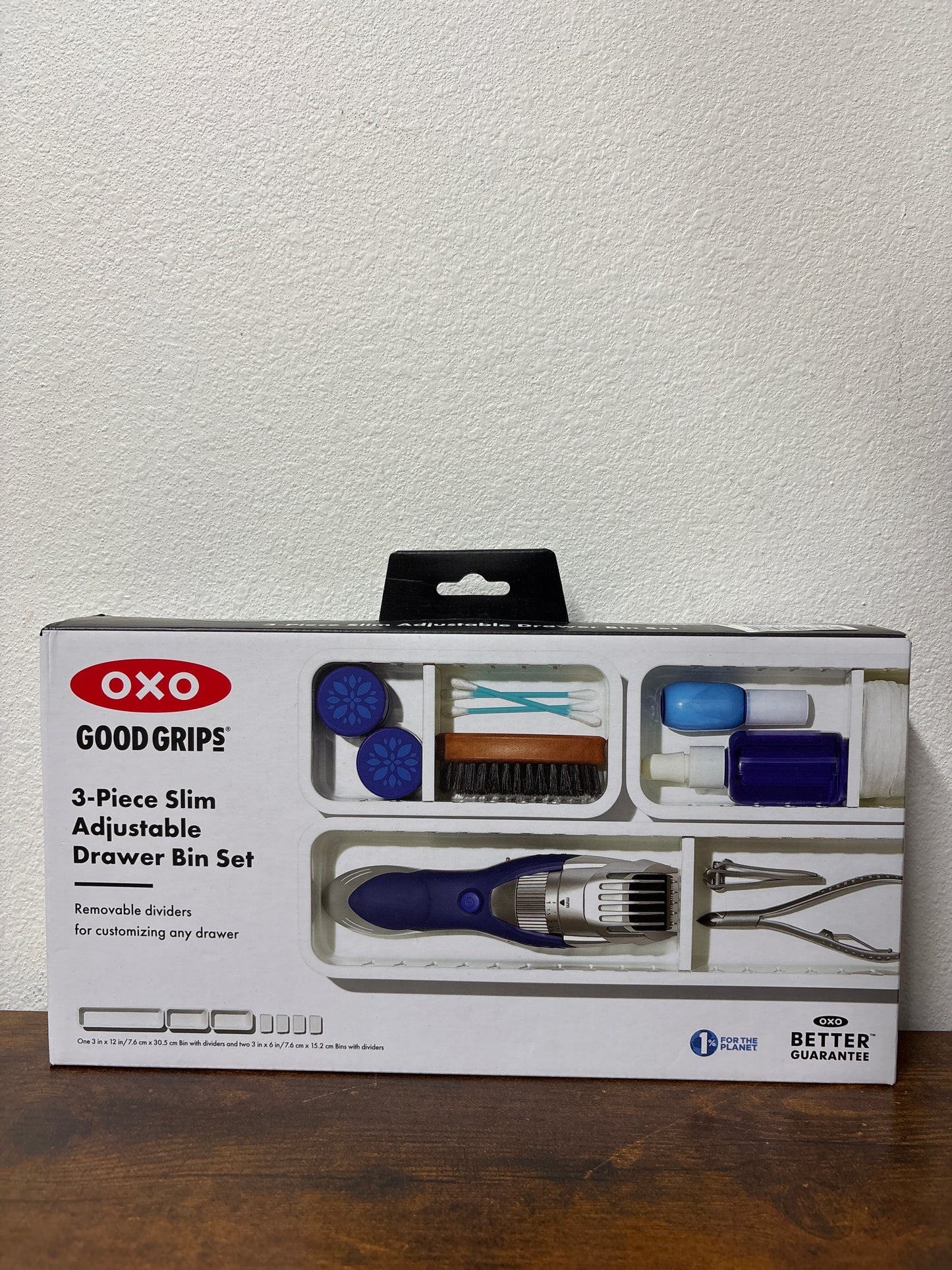 OXO 3 piece slim adjustable drawer bin set