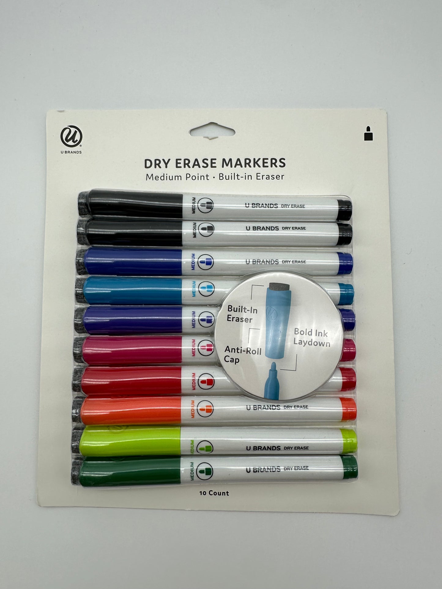 Dry Erase Markers With Built in Erasers 10-Pack medium point